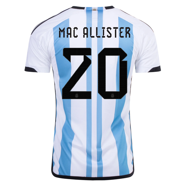 adidas Argentina Alexis Mac Allister Three Star Home Jersey w/ World Cup Champio