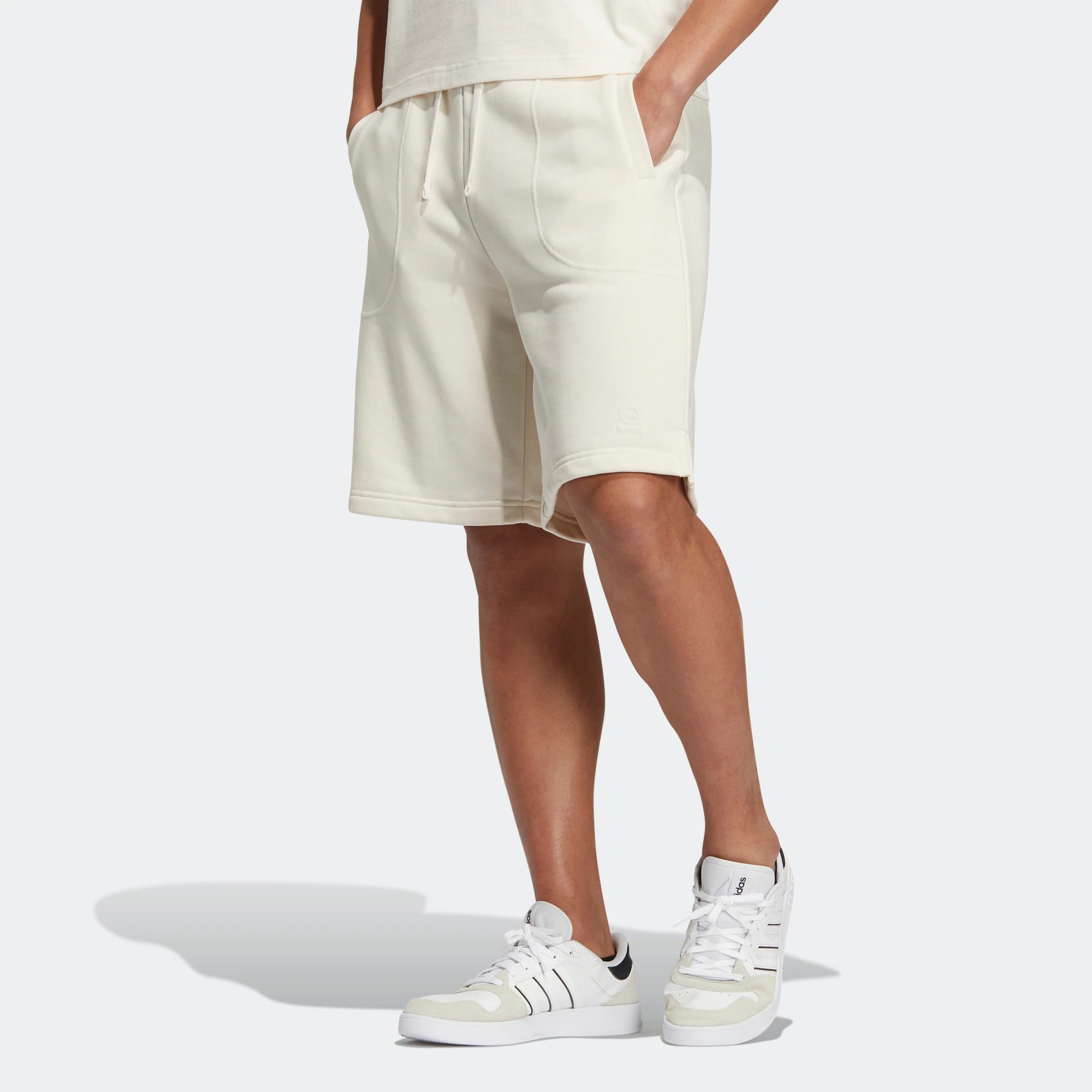 Image of adidas neo Solid Color Lacing Casual Straight Shorts Unisex White HS6820