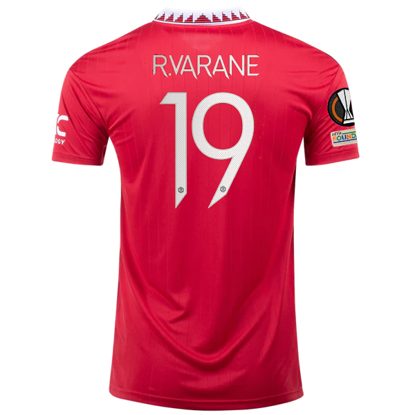 Image of adidas Manchester United Raphael Varane Home Jersey w/ Europa League Patches 22/