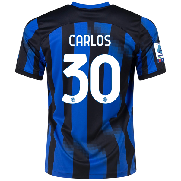 Image of Nike Inter Milan Carlos Augusto Home Jersey w/ Serie A Patches 23/24 (Lyon Blue/
