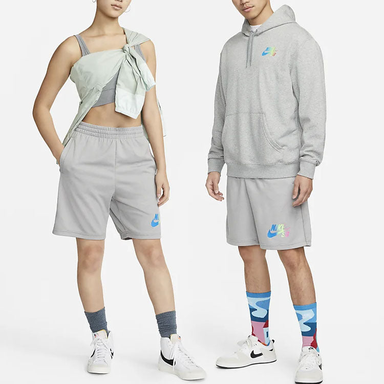 Image of Men's Nike Gradient Logo Straight Casual Gray Shorts DH2969-063