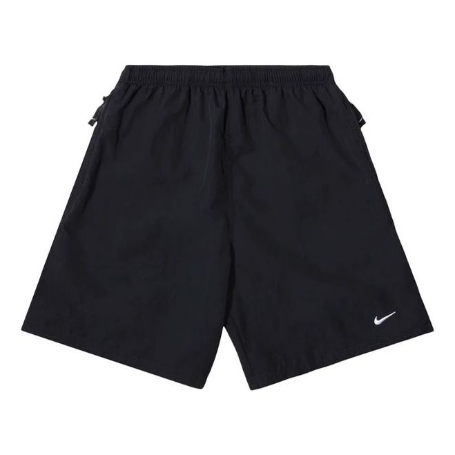 Image of Nike Swoosh Logo Embroidered Solid Color Loose Shorts Black DM4400-010