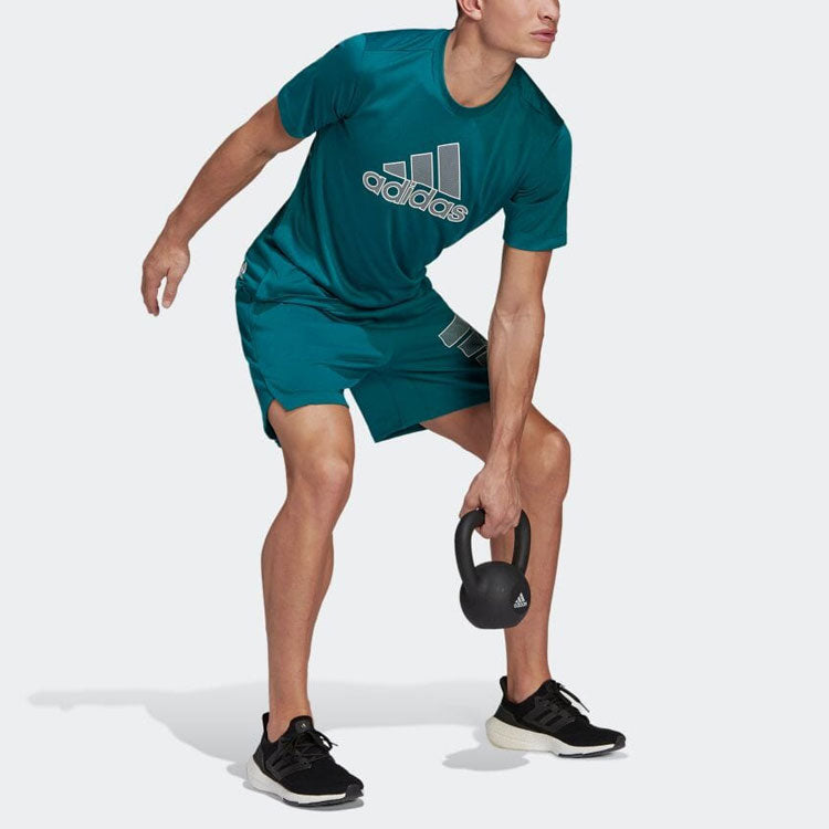 Men's adidas Logo Printing Straight Casual Shorts Japanese Version Green H61170