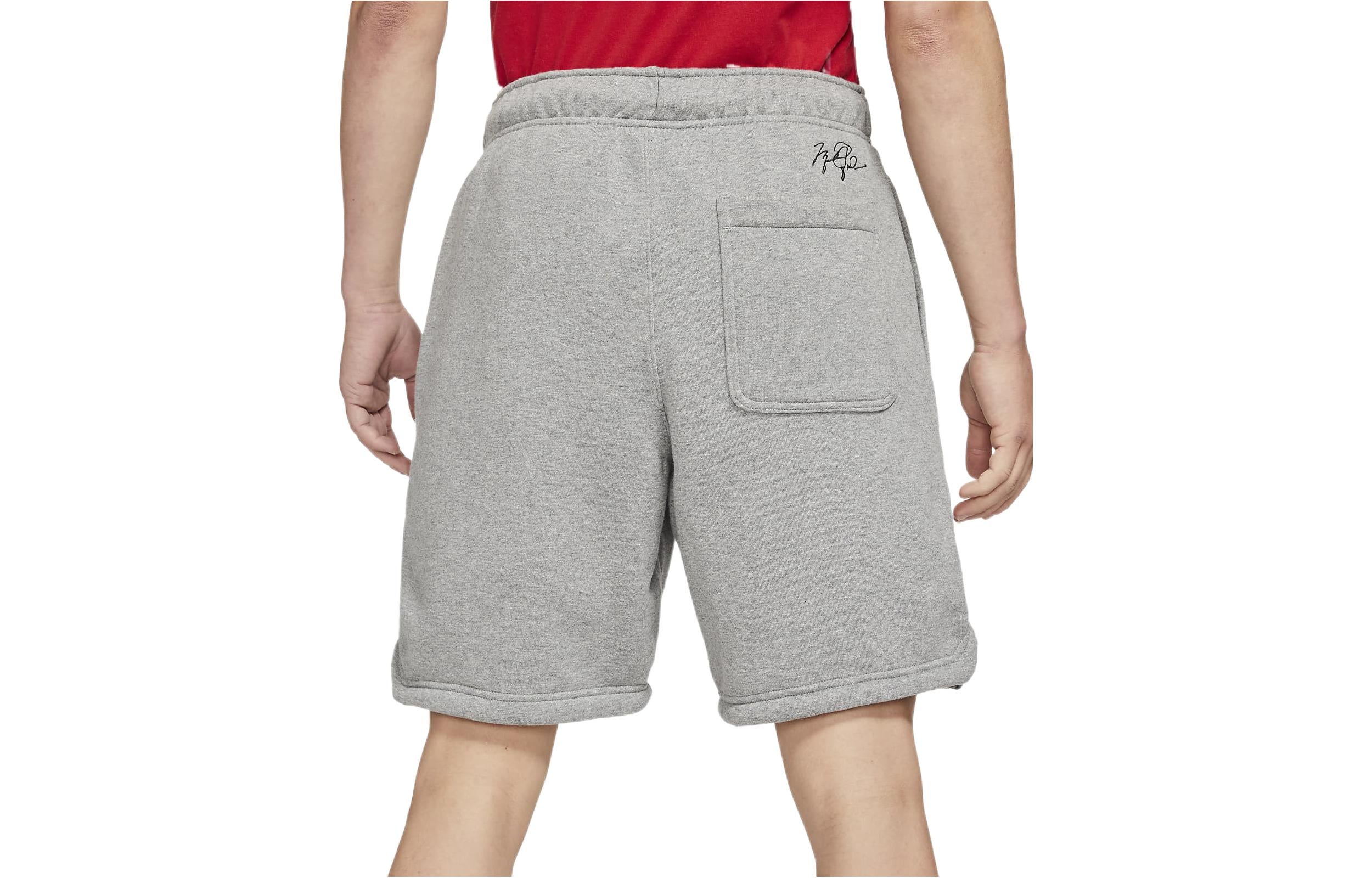 Image of Men's Air Jordan Solid Color Drawstring Fleece Straight Casual Gray Shorts DA982