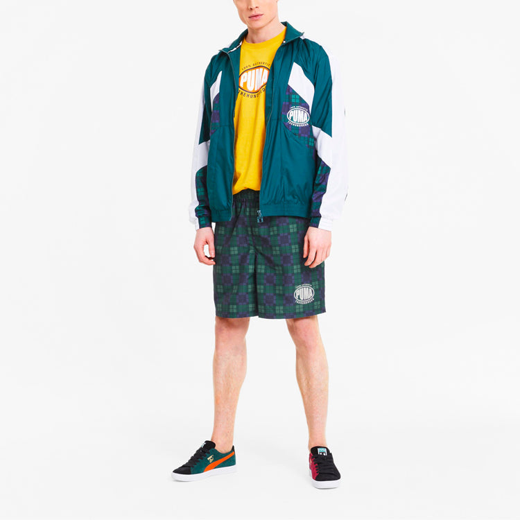 Image of PUMA x The Hundreds Crossover Printing Athleisure Casual Sports Shorts Green 596