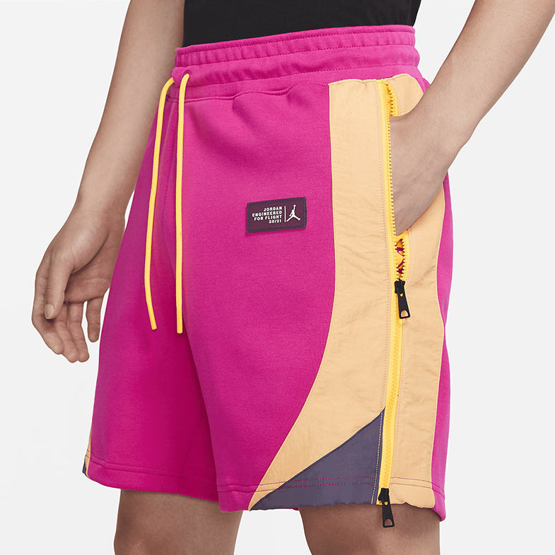 Image of Men's Air Jordan Side Zipper Logo Label Lacing Straight Shorts Pink CZ4823-615