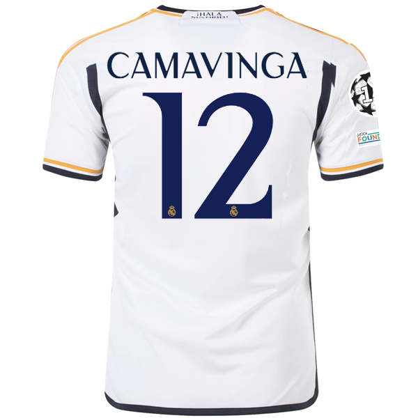 Image of adidas Real Madrid Eduardo Camavinga Home Jersey w/ Champions League + Club Worl