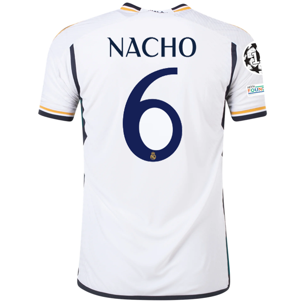 Image of adidas Real Madrid Authentic Nacho Home Jersey w/ Champions League + Club World
