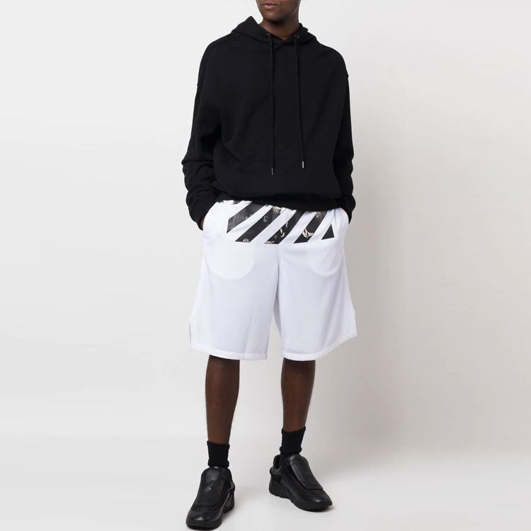 Image of Men's OFF-WHITE FW22 Twill Printing Knee-Length Elastic Waistband Casual Shorts
