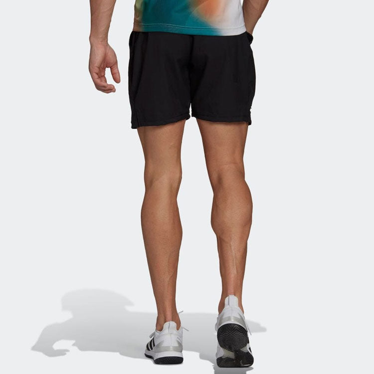 Image of Men's adidas Solid Color Logo Straight Casual Tennis Sports Shorts Black H67148