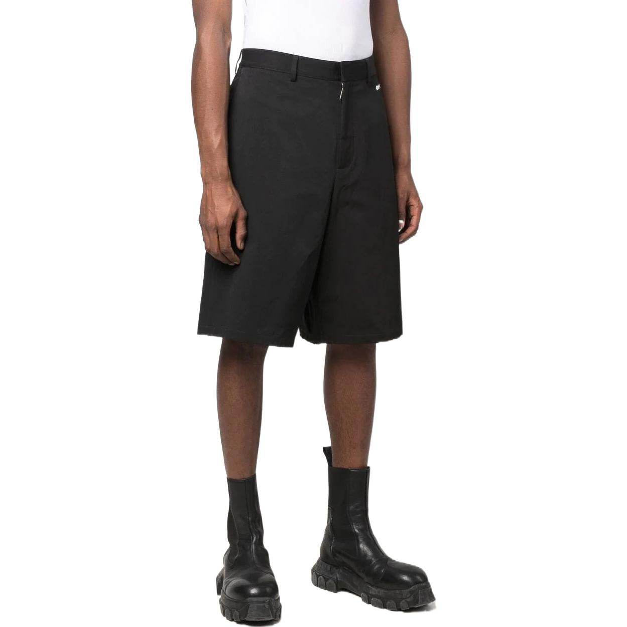 Image of Men's OFF-WHITE FW22 Solid Color Pattern Printing Straight Shorts Black OMCB071C