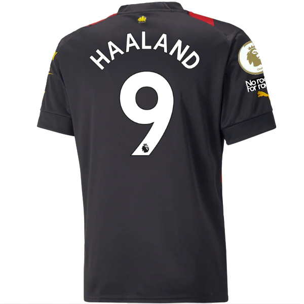 Puma Manchester City Erling Haaland Away Jersey w/ EPL + No Room For Racism Patc