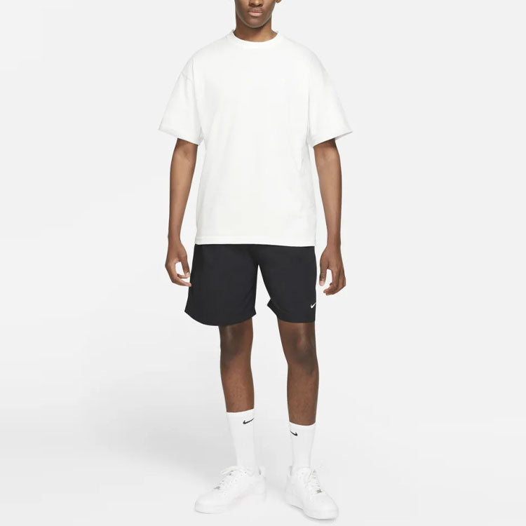 Image of Nike Swoosh Logo Embroidered Solid Color Loose Shorts Black DM4400-010