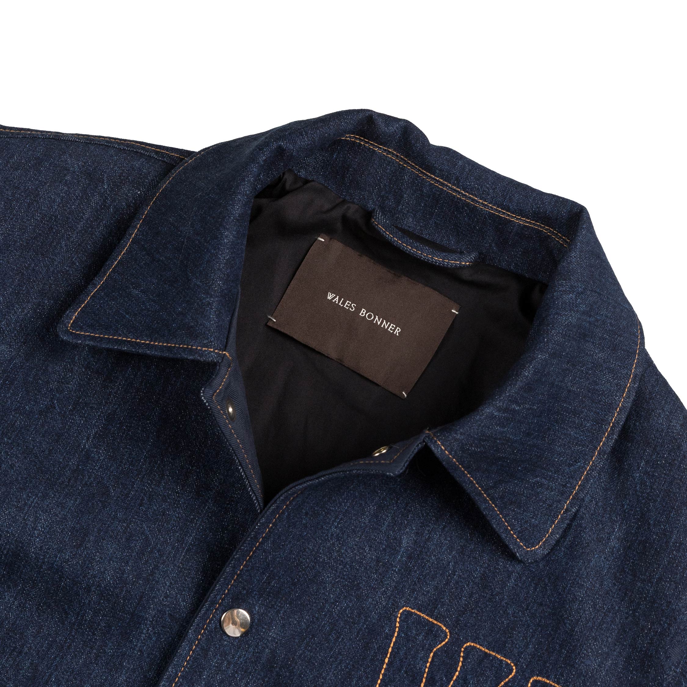 Image of Wales Bonner Echo Denim Varsity Jacket