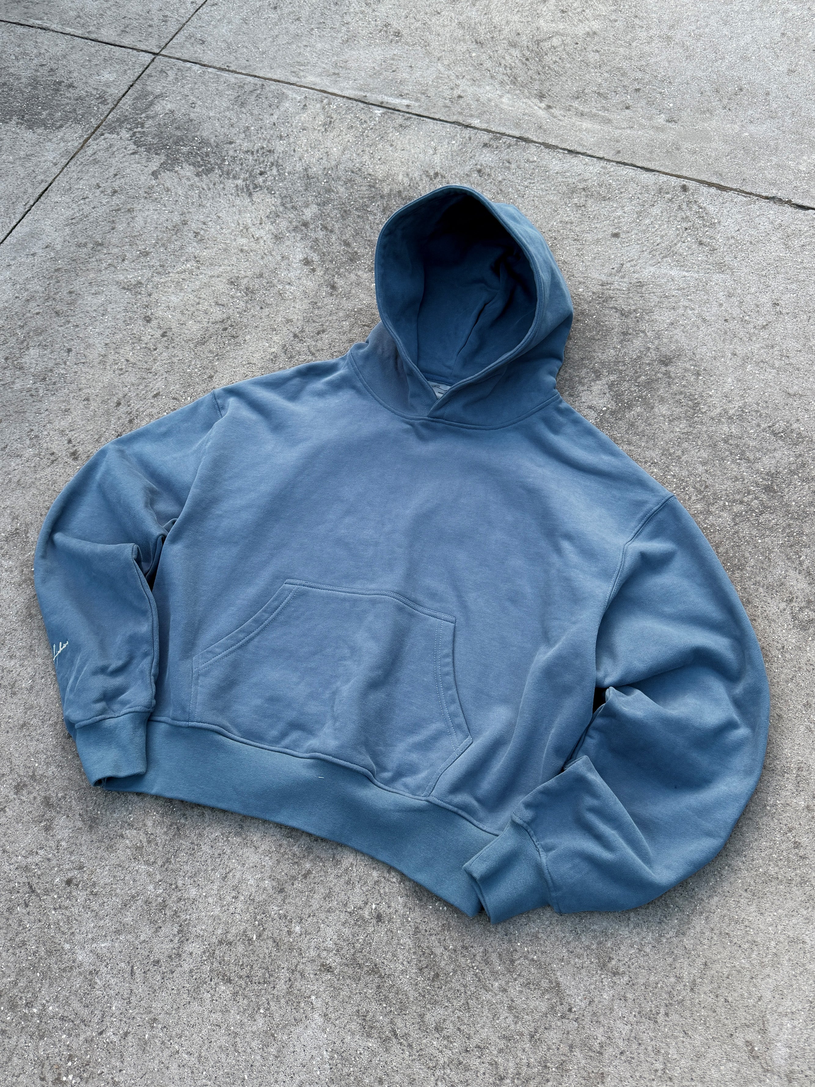 Image of Prior Embroidery Logo Oversized Cropped Hoodie Mirage