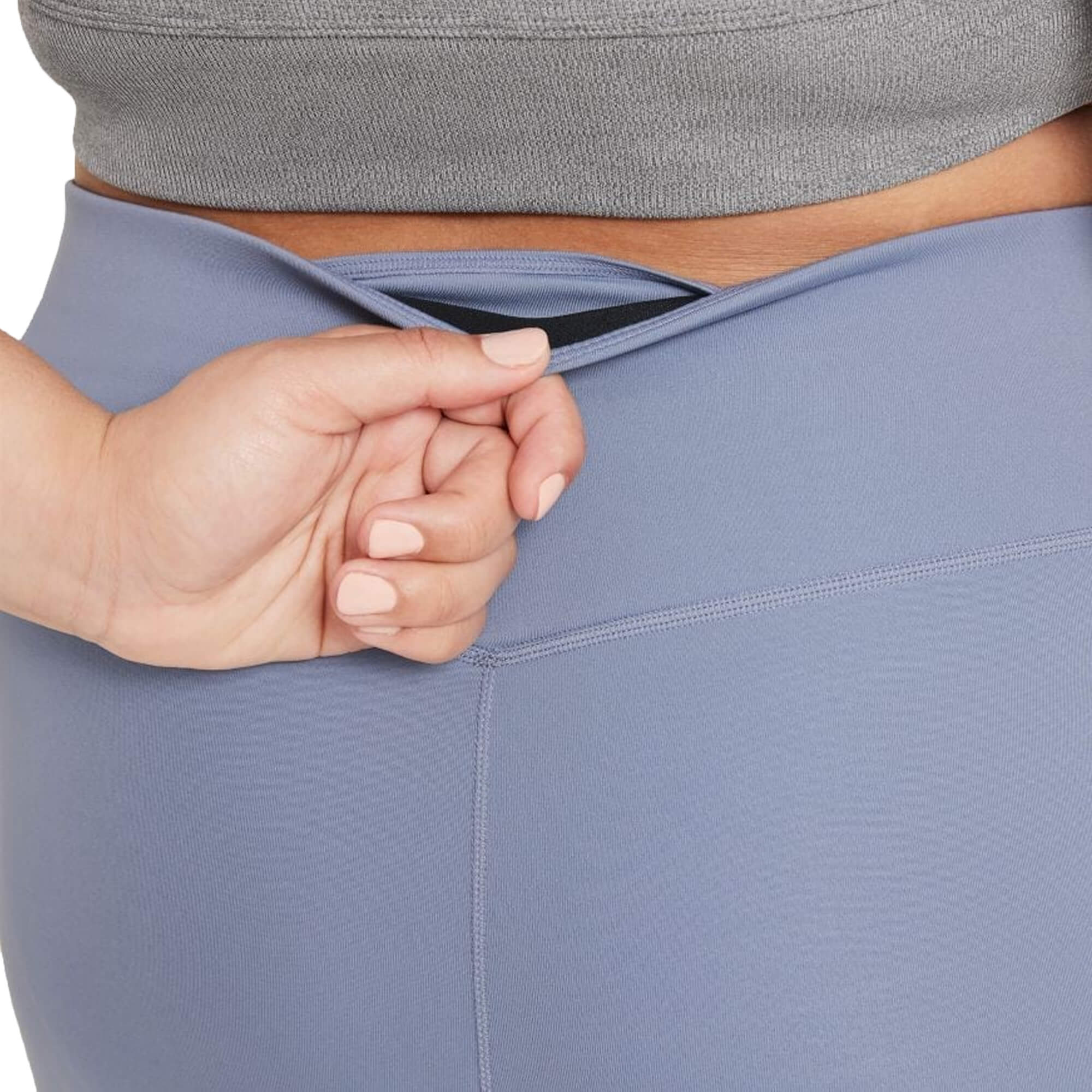 Image of Nike Women's Dri-Fit One Mid-Rise Tights Ashen Slate/White DETAIL