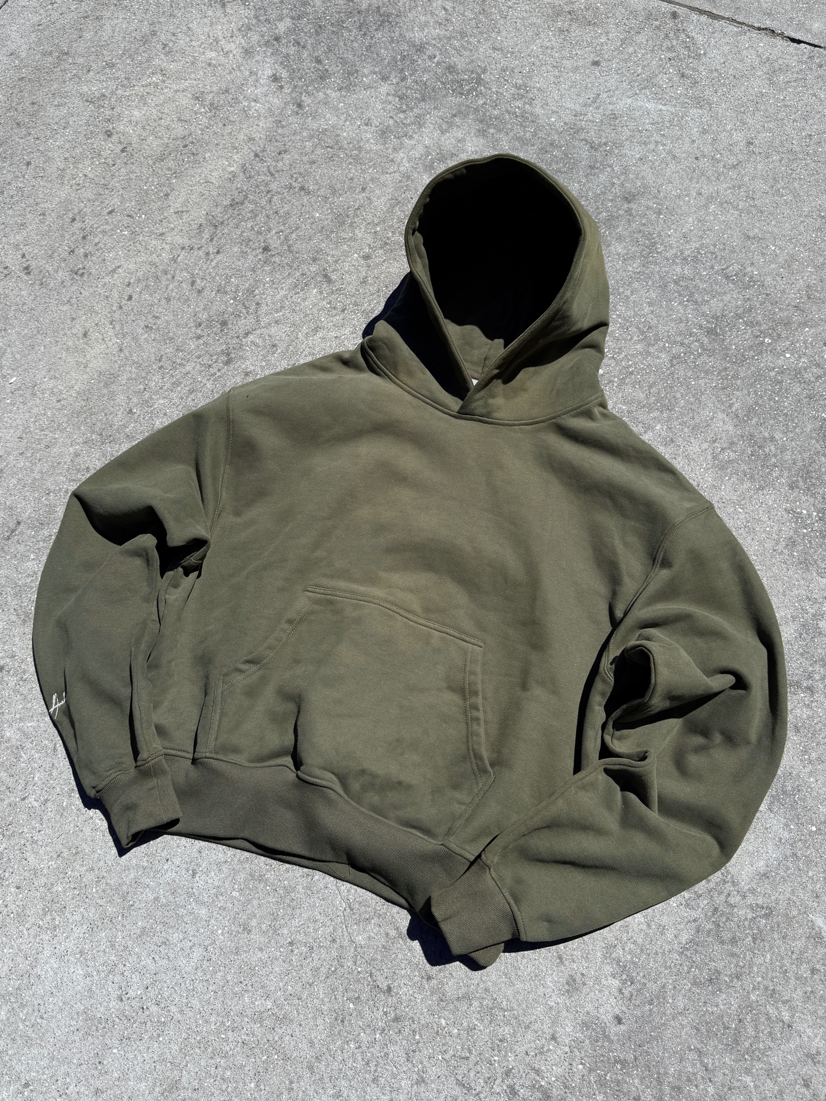 Image of Prior Embroidery Logo Oversized Cropped Hoodie Oil