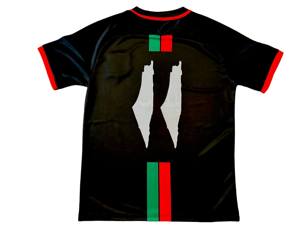 Palestine Black Centre Striped (Red/Green English) Football Shirt