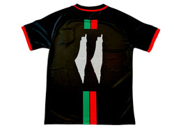 Image of Palestine Black Centre Striped (Red/Green English) Football Shirt