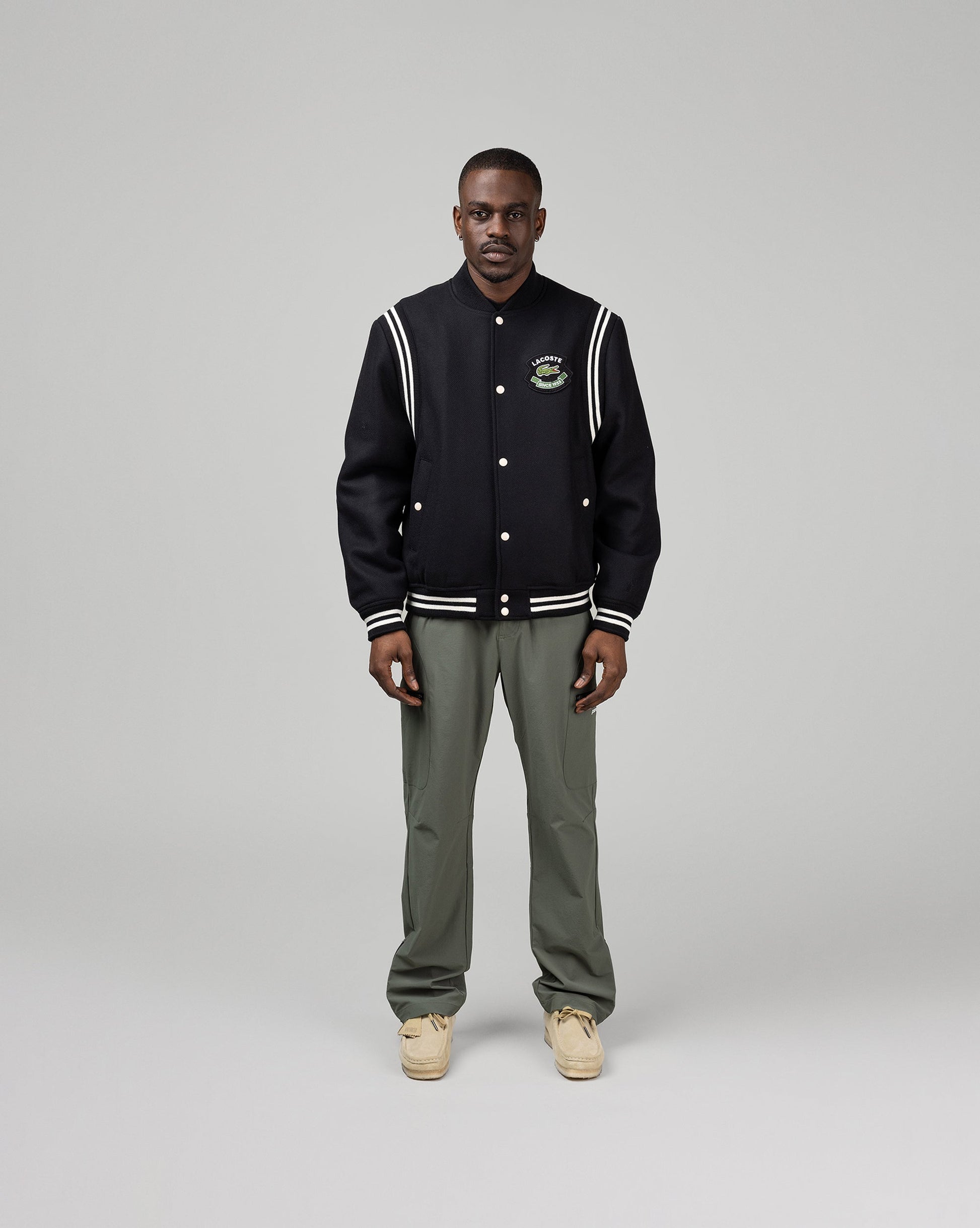 Lacoste Wool Contrast Badge Varsity Jacket