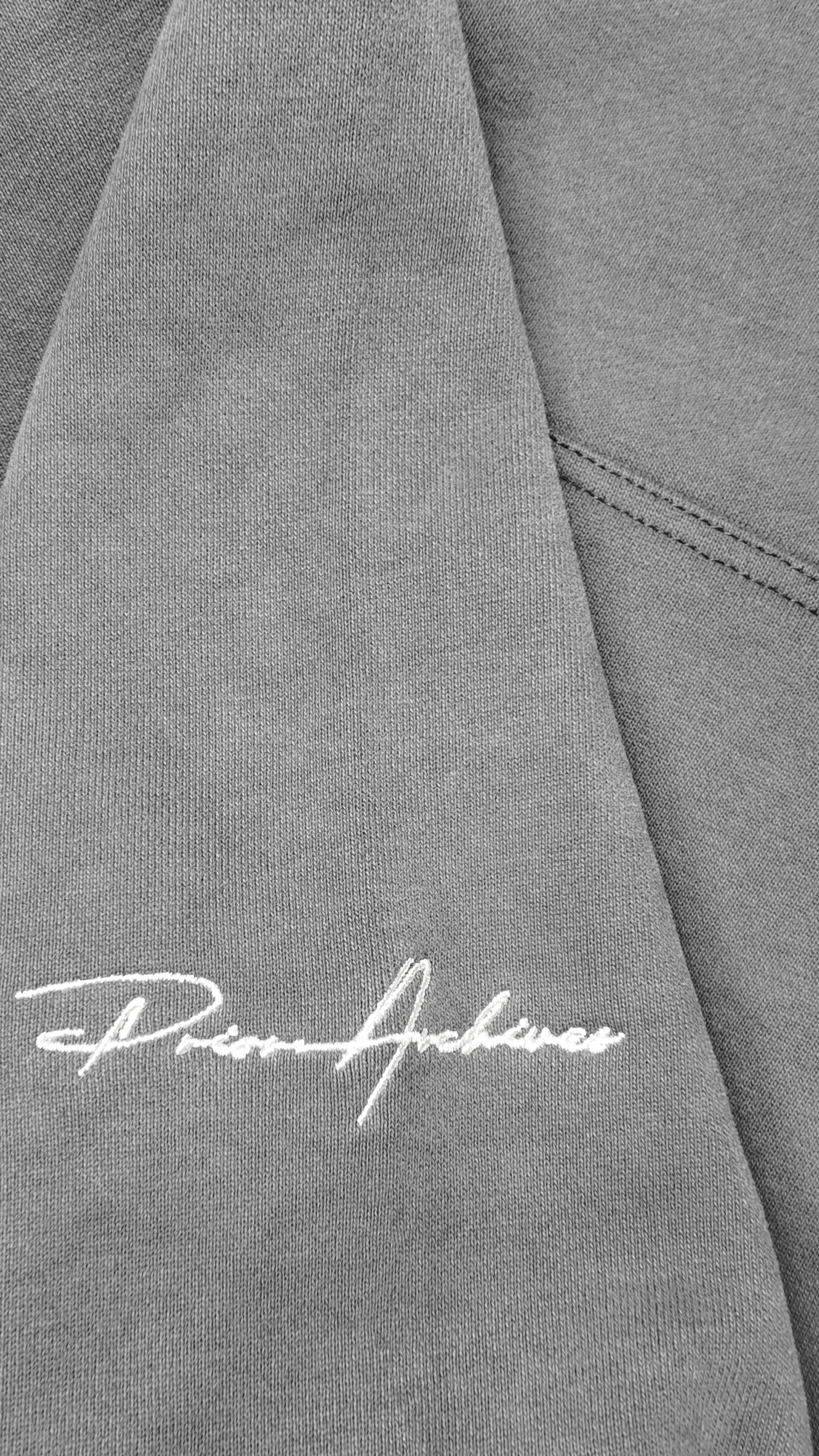 Image of Prior Embroidery Logo Oversized Cropped Hoodie Slate